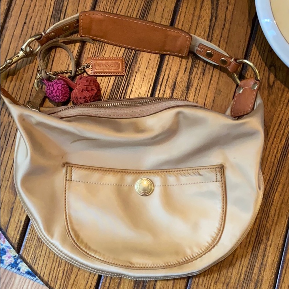 Coach Purse No F05j-8f21 Black Satin Shoulder Bag